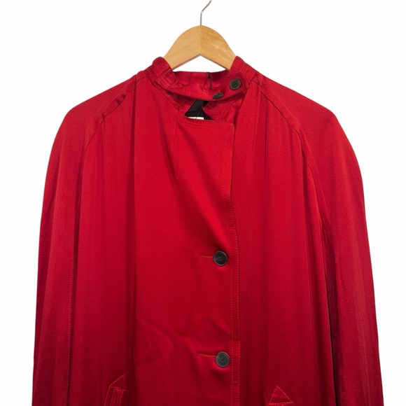 HAIDER ACKERMANN Satin Trench Coat Red Single Breasted FR 38 Single Breasted NWT - Picture 4 of 12